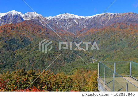 Northern Alps seen from Hakuba Iwatake Mountain Resort in autumn 108033940