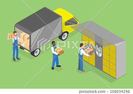 3D Isometric Flat Vector Illustration of Parcel Locker 108034298