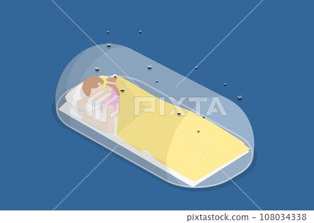 3D Isometric Flat Vector Illustration of Sleeping Net 108034338