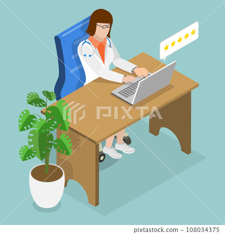 3D Isometric Flat Vector Illustration of Doctor Feedback 3D Isometric Flat Vector Illustration of Doctor Feedback 108034375