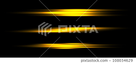 Gold neon divider lines set. Yellow glowing horizontal stripes collection. Fluorescent golden light sticks pack. Shining laser beams bundle. Vector elements for poster, banner, cover, decoration Gold neon divider lines set. Yellow glowing horizontal stripes collection. Fluorescent golden light sticks pack. Shining laser beams bundle. Vector elements for poster, banner, cover, decoration 108034629