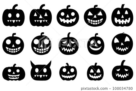 Collection of pumpkin Halloween silhouettes print banners, cards, flyers, social media wallpapers 108034780