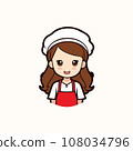 Cute and Joyful Chef A Cartoon vector of Chef Woman with a White Hat and Uniform 108034796
