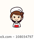 Cute and Joyful Chef A Cartoon vector of Chef Woman with a White Hat and Uniform 108034797