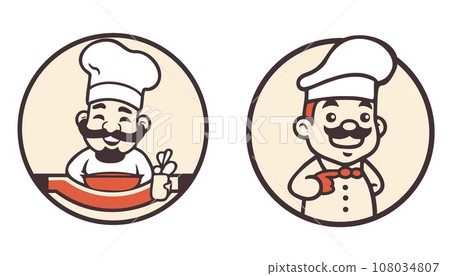 Happy and smiling Uncle A Cartoon vector of chef with a White Hat and Uniform 108034807