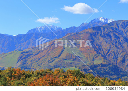 秋天從白馬岩岳避暑山莊看到的北阿爾卑斯山 秋天從白馬岩岳避暑山莊看到的北阿爾卑斯山 108034984