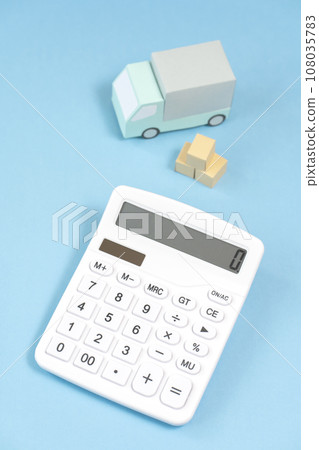 Trucks and calculators, delivery, delivery, home delivery, moving, transportation industry Trucks and calculators, delivery, delivery, home delivery, moving, transportation industry 108035783