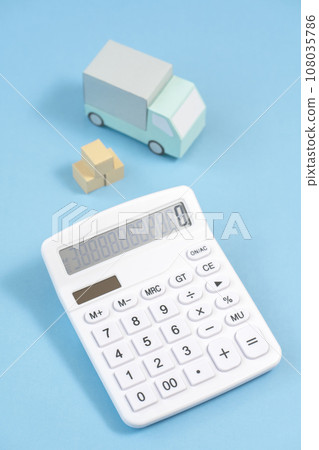Trucks and calculators, delivery, delivery, home delivery, moving, transportation industry Trucks and calculators, delivery, delivery, home delivery, moving, transportation industry 108035786