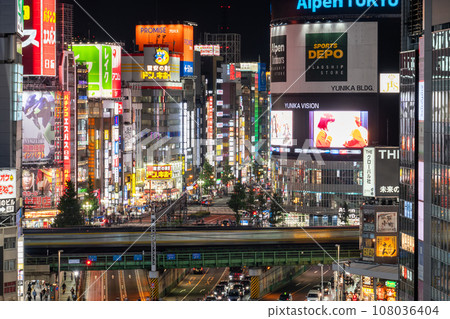 【東京】新宿歌舞伎町和市中心的夜景 108036404