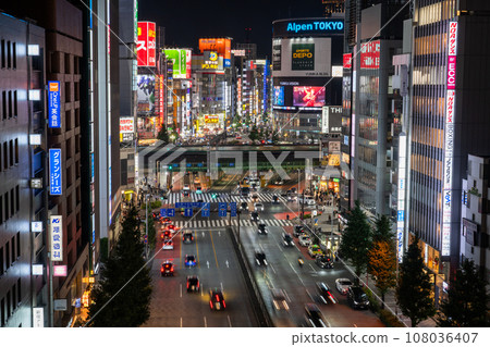 [Tokyo] Night view of Shinjuku Kabukicho and downtown area at night 108036407