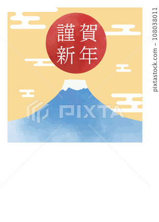 Mt. Fuji and Happy New Year's card material Mt. Fuji and Happy New Year's card material 108038011