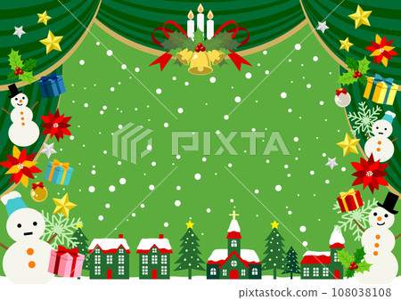 Christmas, green, curtain, curtain, frame, theater, background, horizontal, snow, cute, illustration, cityscape Christmas, green, curtain, curtain, frame, theater, background, horizontal, snow, cute, illustration, cityscape 108038108