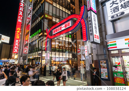 [Tokyo] Night view of neon street/Shinjuku Kabukicho 108038124