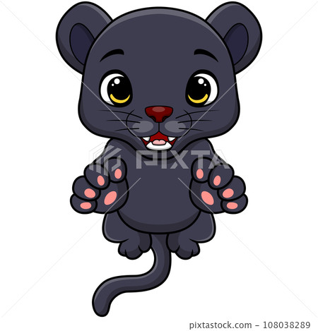Cute black panther cartoon on white background Cute black panther cartoon on white background 108038289