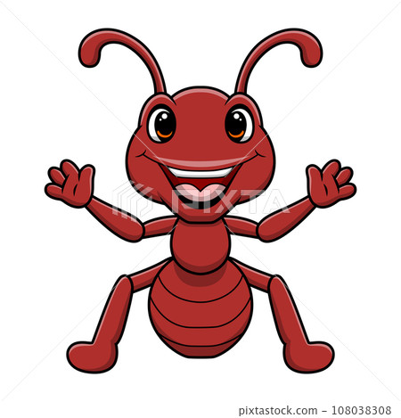 Cute ant cartoon on white background Cute ant cartoon on white background 108038308