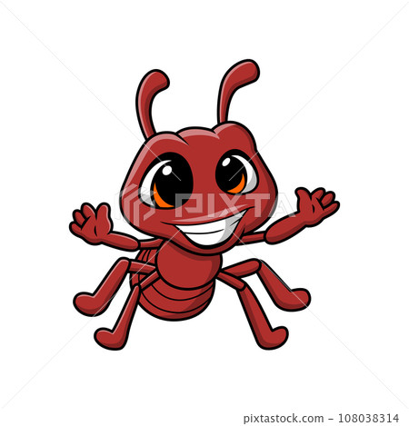 Cute ant cartoon on white background 108038314