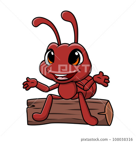 Cute ant cartoon on white background Cute ant cartoon on white background 108038316