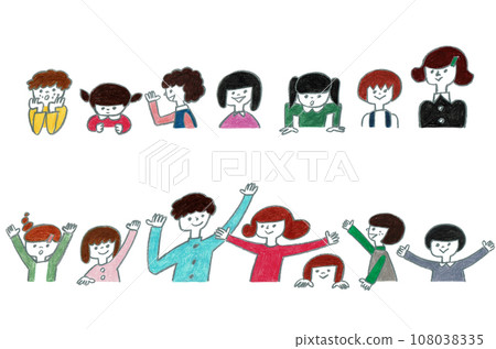 坐著的成人和兒童一套 108038335