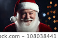 Portrait of smiling senior man in Santa Claus hat . AI generate. 108038441