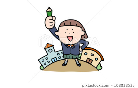 Girl in uniform studying hard at school Girl in uniform studying hard at school 108038533