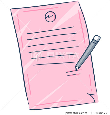 a paper with a pen 108038577