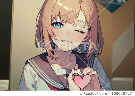 Shy high school girl AI generated image 108038797