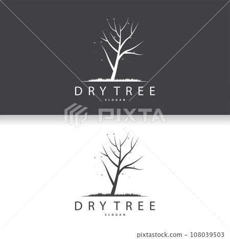 Dry Tree Logo, Dead Tree Plant Design Vector Silhouette Illustration Template 108039503