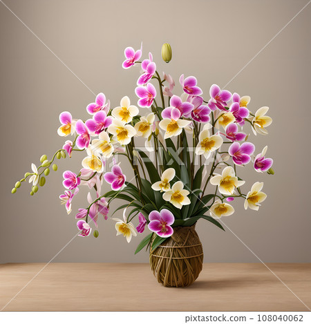 Floral pot realistic wallpaper design Floral pot realistic wallpaper design 108040062