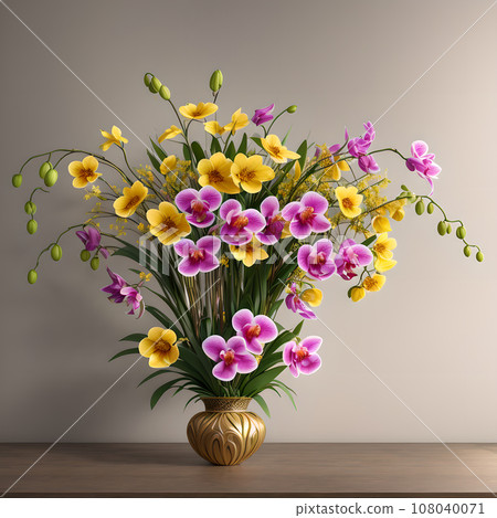 Floral pot realistic wallpaper design 108040071