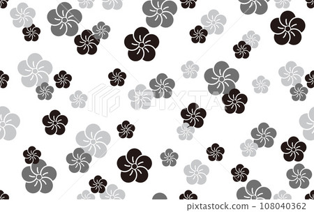 Monochrome Japanese pattern "Plum" seamless in both vertical and horizontal directions Monochrome Japanese pattern "Plum" seamless in both vertical and horizontal directions 108040362
