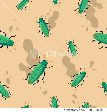 Green beetle or bug with spots ornament vector 108040486