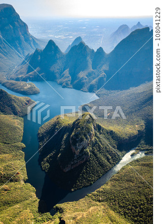 Aerial views of Blyde River Canyon and the three Rondavels in Graskop, Mpumalanga, South Africa 108041229