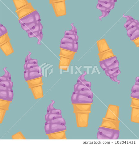Ice cream cones with sprinkles seamless pattern 108041431