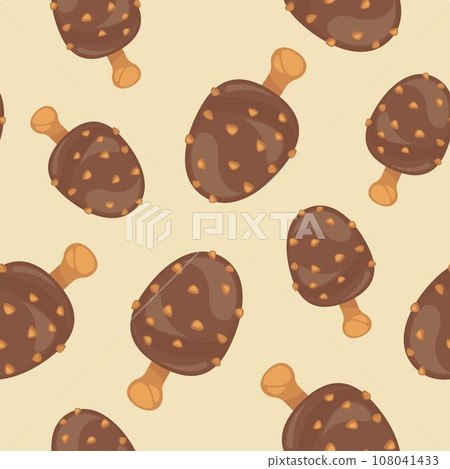 Ice cream glazed with chocolate and nut pieces 108041433