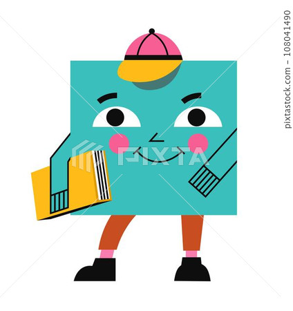Smiling boy square character, geometric figure Smiling boy square character, geometric figure 108041490