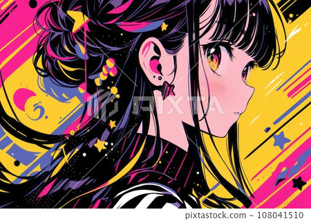 A smile that fills your heart: Anime-style illustration of a cute girl who shines with heartfelt excitement and a smile AI image 8 108041510