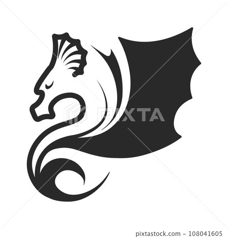 Large, reptilian creature dragon with wings vector Large, reptilian creature dragon with wings vector 108041605