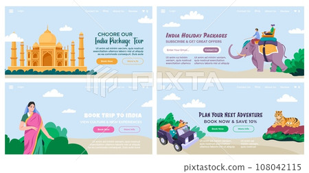 Web banner set with india travel tour package ad 108042115