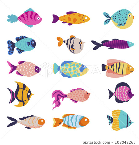 Tropical marine animal, fish types for aquarium 108042265