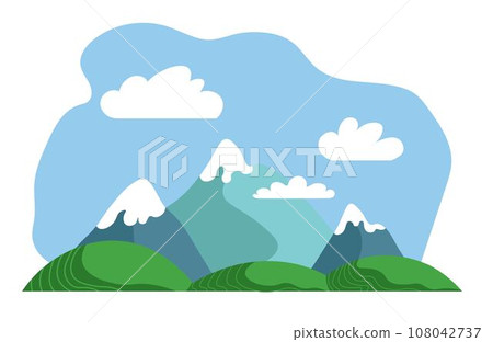 Mountains landscape, nature view scenery vector Mountains landscape, nature view scenery vector 108042737