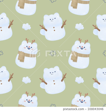 cute Christmas Seamless pattern with ornament snowman cat reindeer Watercolor Great for Winter Project, Wrapping Paper, Backgrounds, Wallpapers,nursery,baby shower. 108043046
