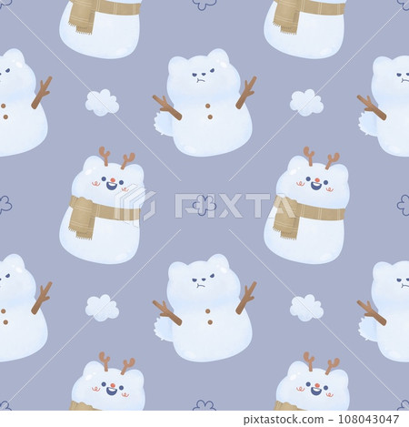 cute Christmas Seamless pattern with ornament snowman cat reindeer Watercolor Great for Winter Project, Wrapping Paper, Backgrounds, Wallpapers,nursery,baby shower. 108043047