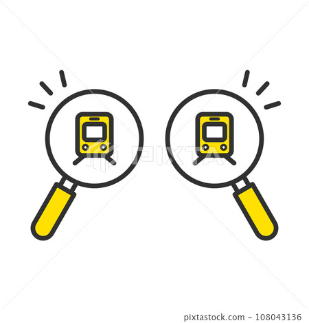 Magnifying glass icon to search train time, traffic, route map, station, subway, transfer 108043136