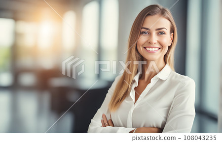 Smiling businesswoman in office 108043235