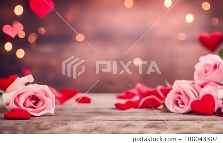 Valentine's Day love with hearts and roses - Stock Illustration ...