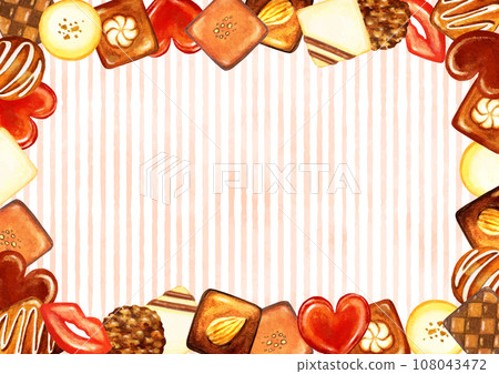 Beautiful chocolate and striped frame Beautiful chocolate and striped frame 108043472