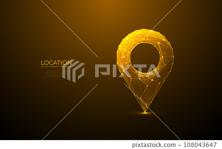 Digital GPS light golden icon. Low poly wireframe wireframe vector Digital GPS light golden icon. Low poly wireframe wireframe vector 108043647