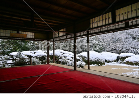 Snowy Kyoto City Shisendo Jozanji Temple Chinese style garden Snowy Kyoto City Shisendo Jozanji Temple Chinese style garden 108044113