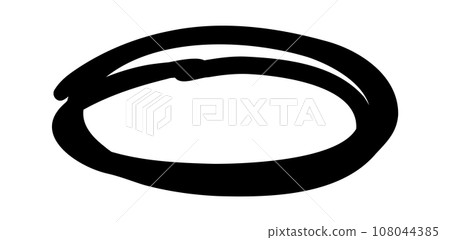 Oval hand drawn shapes. Doodle highlighter handwritten circle. Vector rough stroke illustration 108044385