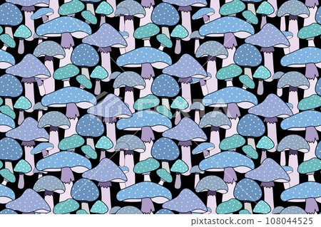 Illustration of blue mushroom on black background. Illustration of blue mushroom on black background. 108044525